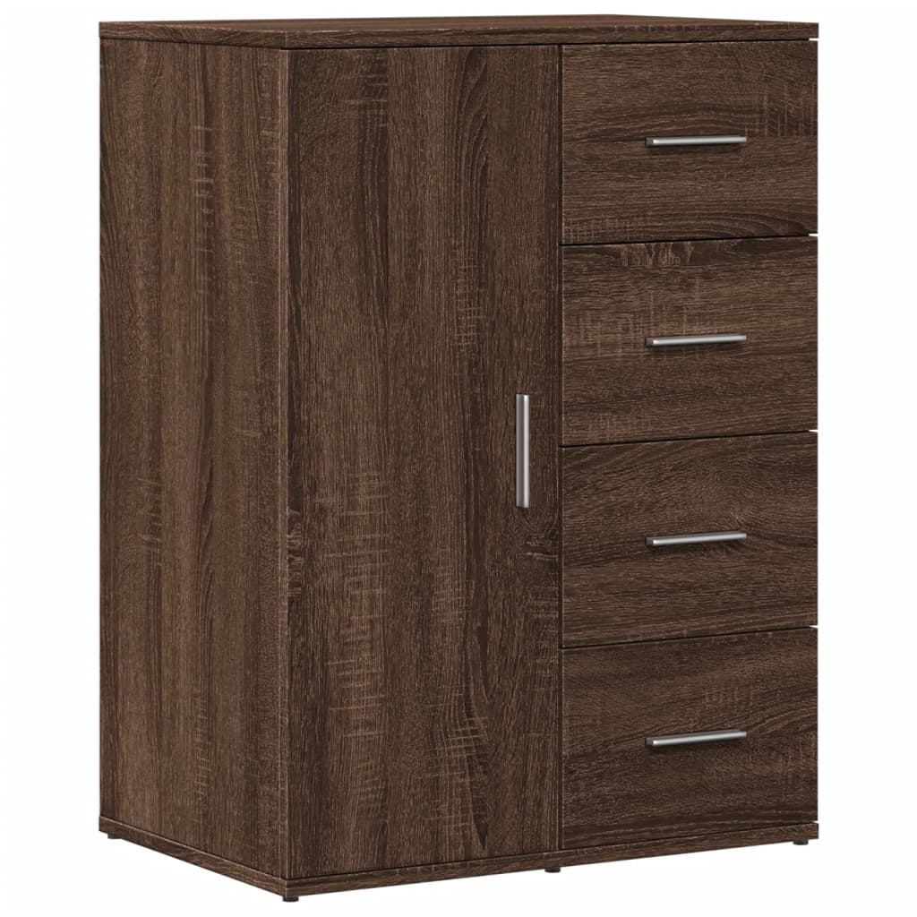 kommoder 2 stk. 59x39x80 cm konstrueret træ brun egetræsfarve