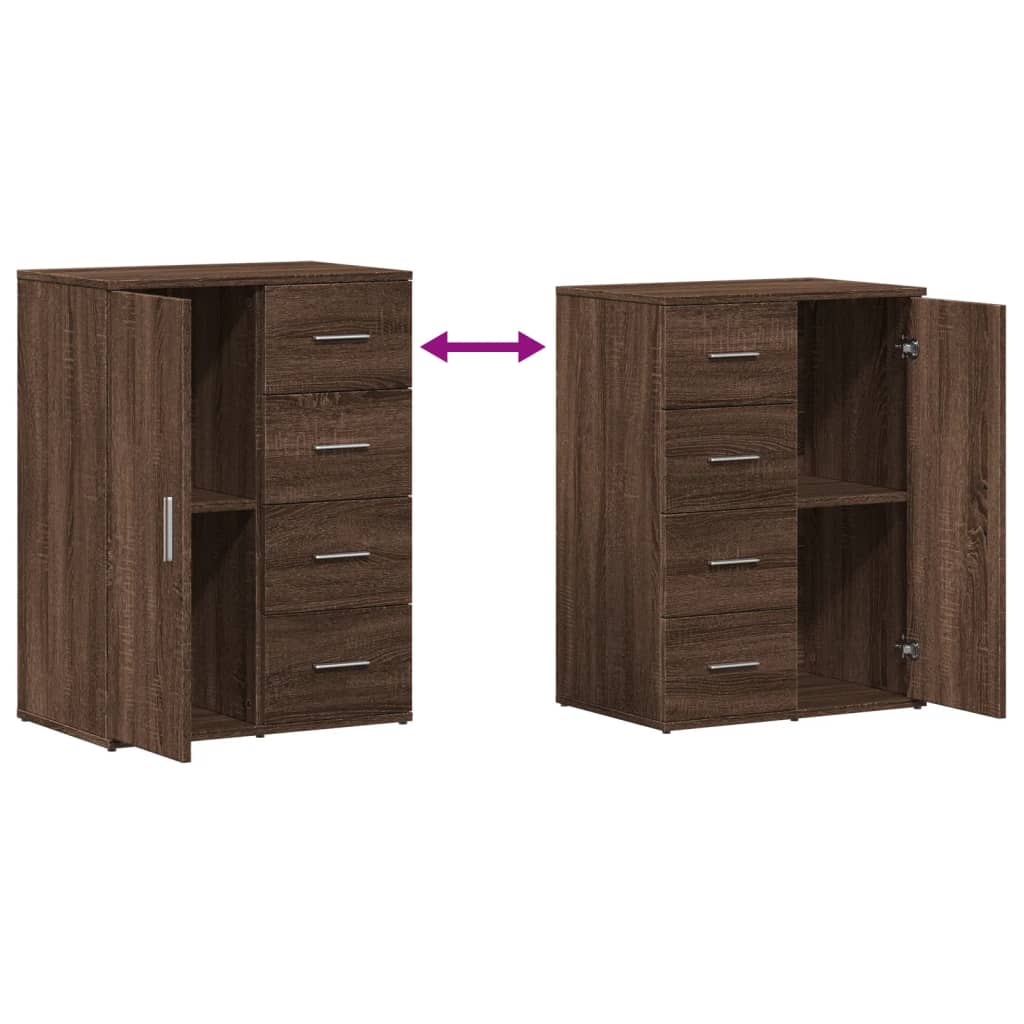 kommoder 2 stk. 59x39x80 cm konstrueret træ brun egetræsfarve