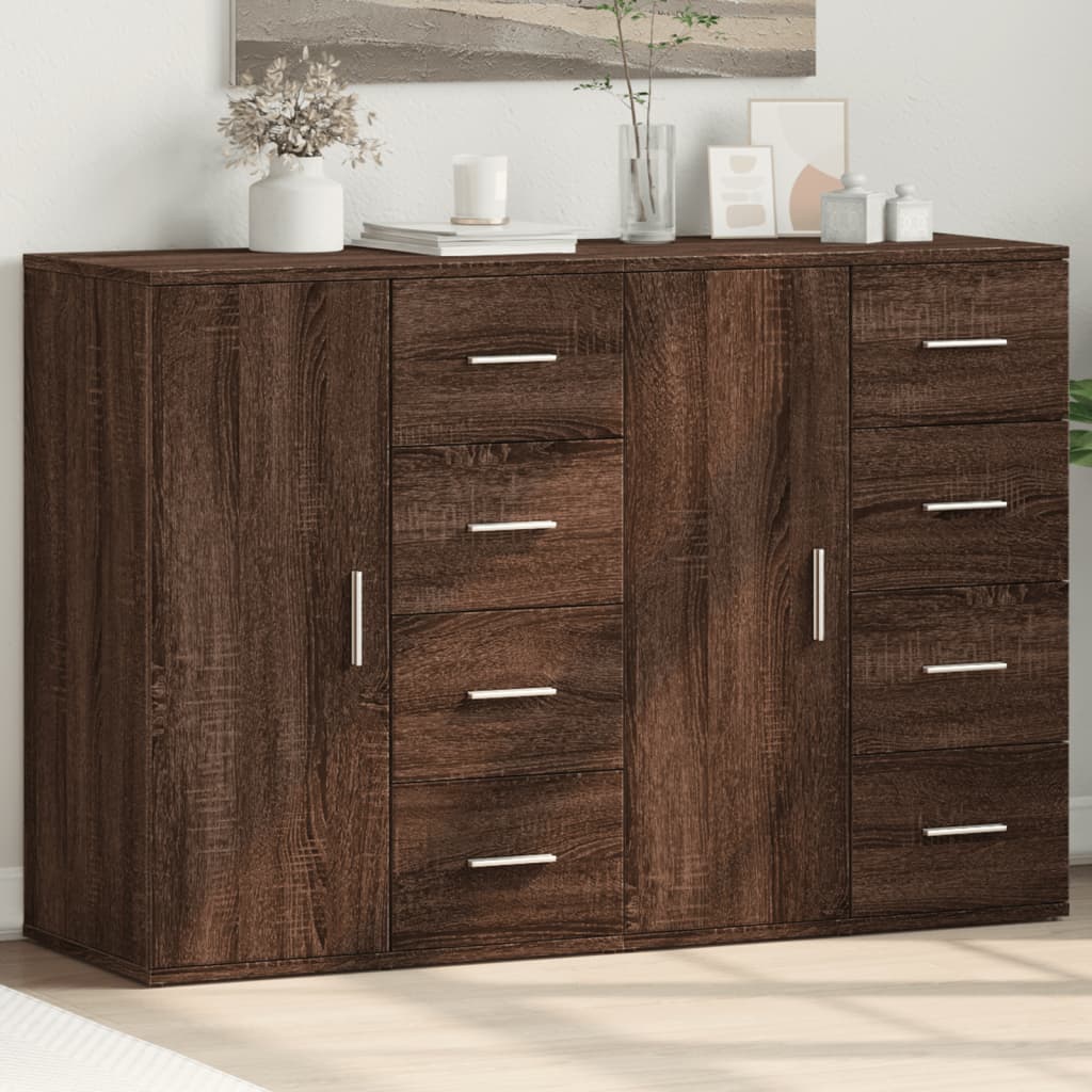 kommoder 2 stk. 59x39x80 cm konstrueret træ brun egetræsfarve