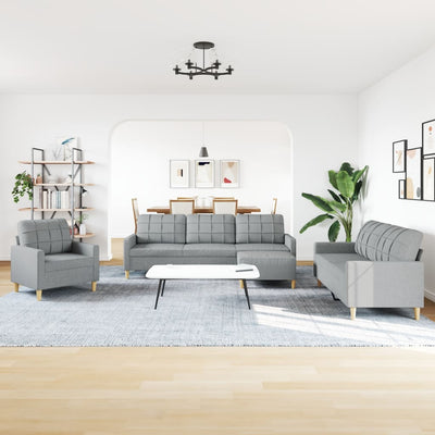 sofasæt 4 dele med fodskammel stof lysegrå