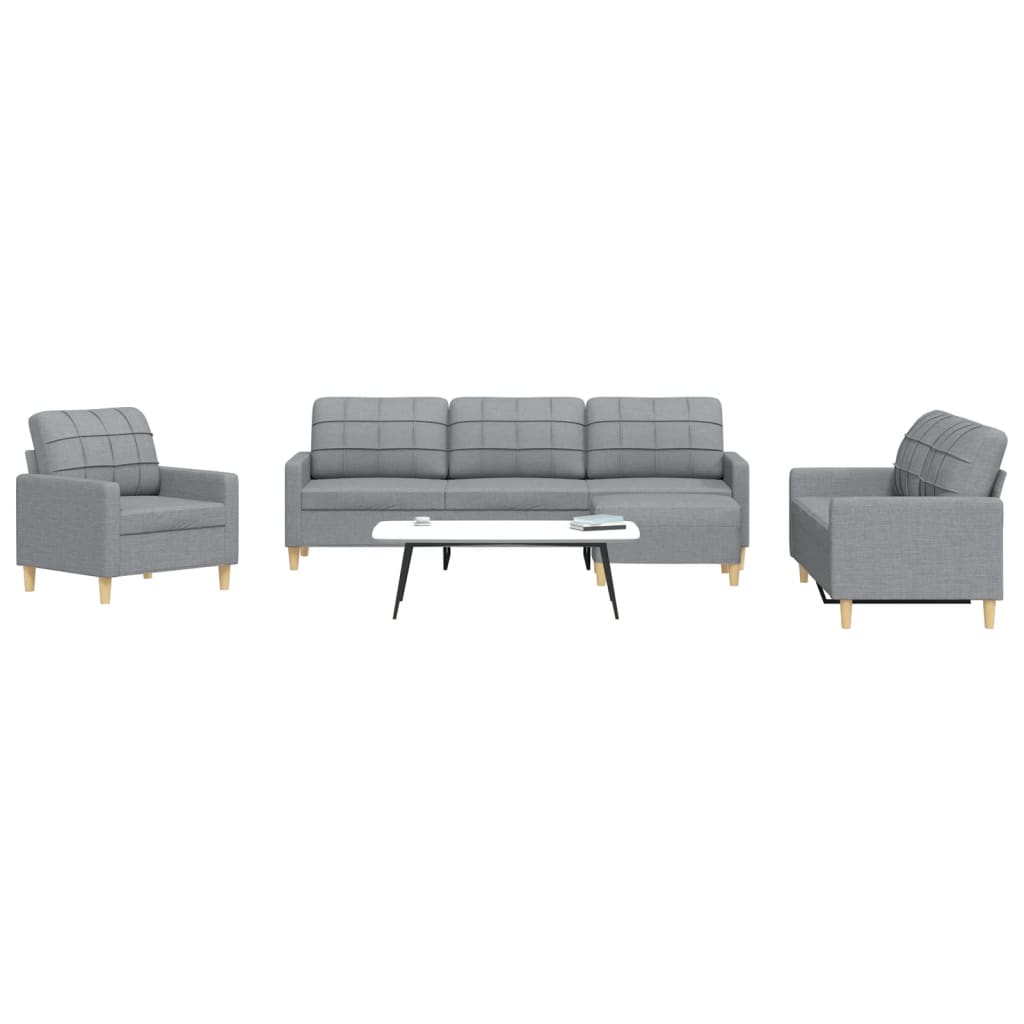 sofasæt 4 dele med fodskammel stof lysegrå