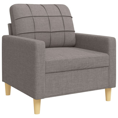 sofasæt 4 dele med fodskammel og pyntepuder stof gråbrun