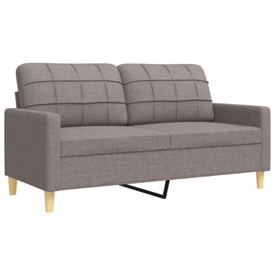 sofasæt 4 dele med fodskammel og pyntepuder stof gråbrun