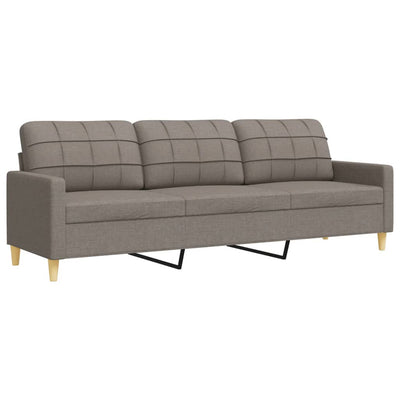 sofasæt 4 dele med fodskammel og pyntepuder stof gråbrun