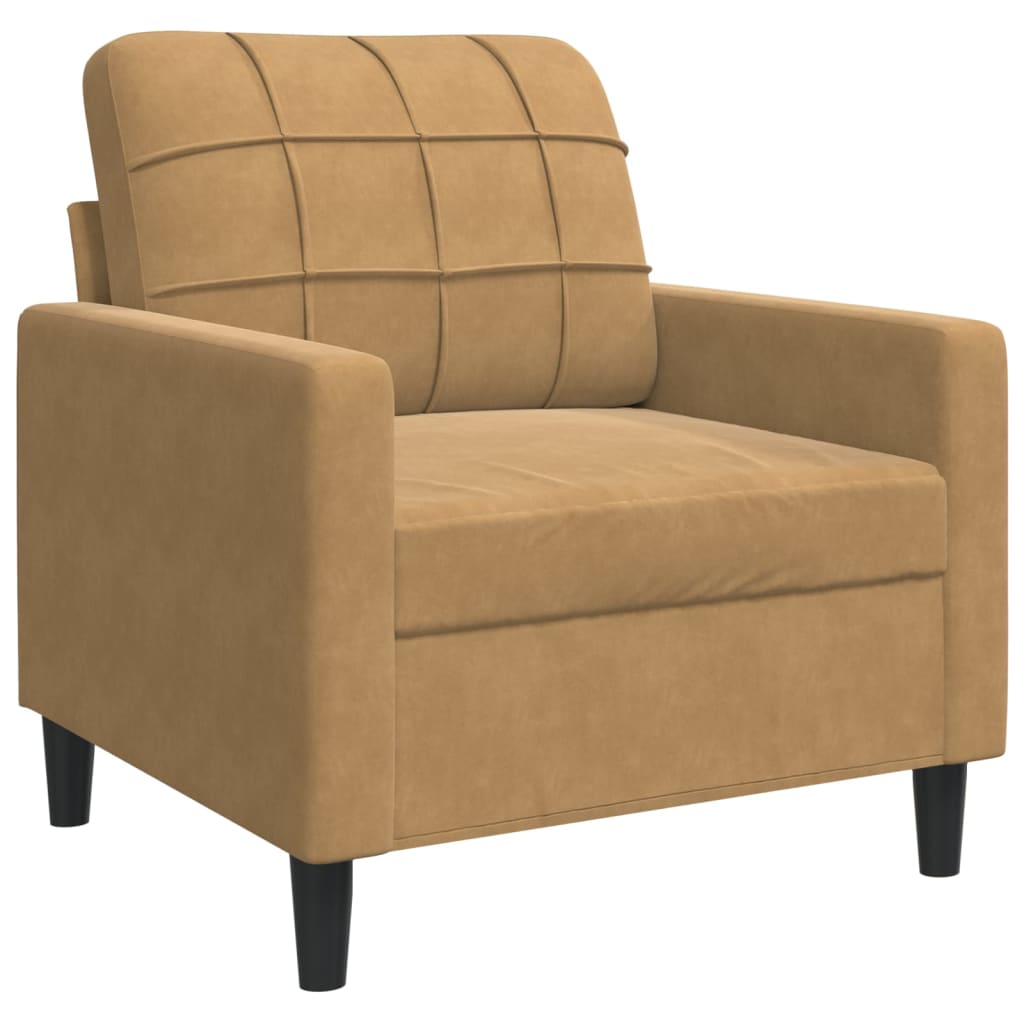 sofasæt 4 dele med hynder og bolsterpuder velour brun