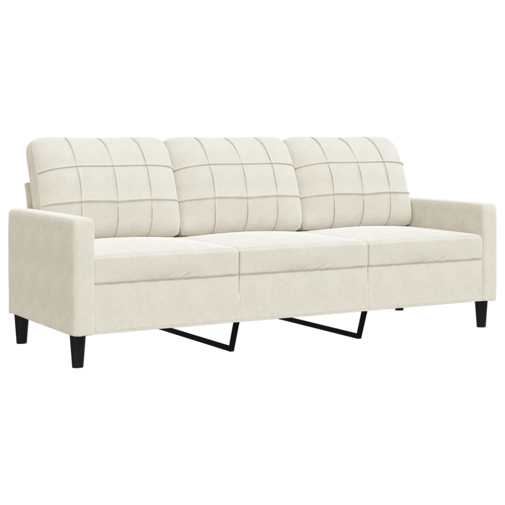 sofasæt 4 dele med hynder og bolsterpuder velour cremefarvet