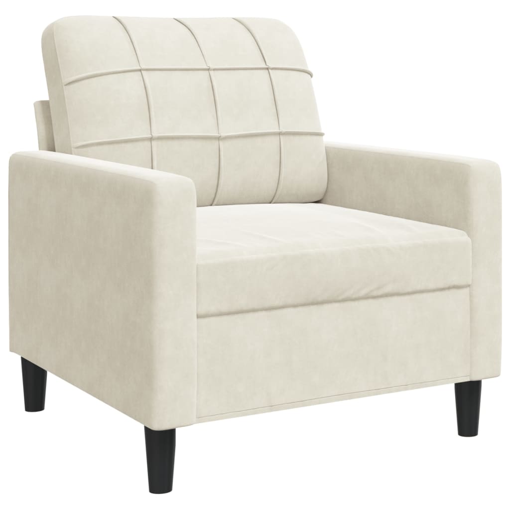 sofasæt 4 dele med hynder og bolsterpuder velour cremefarvet