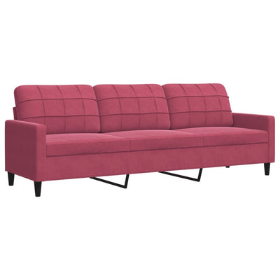 sofasæt 4 dele med hynder og bolsterpuder velour vinrød