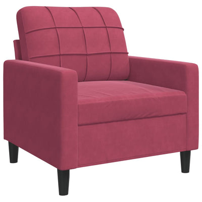 sofasæt 4 dele med hynder og bolsterpuder velour vinrød