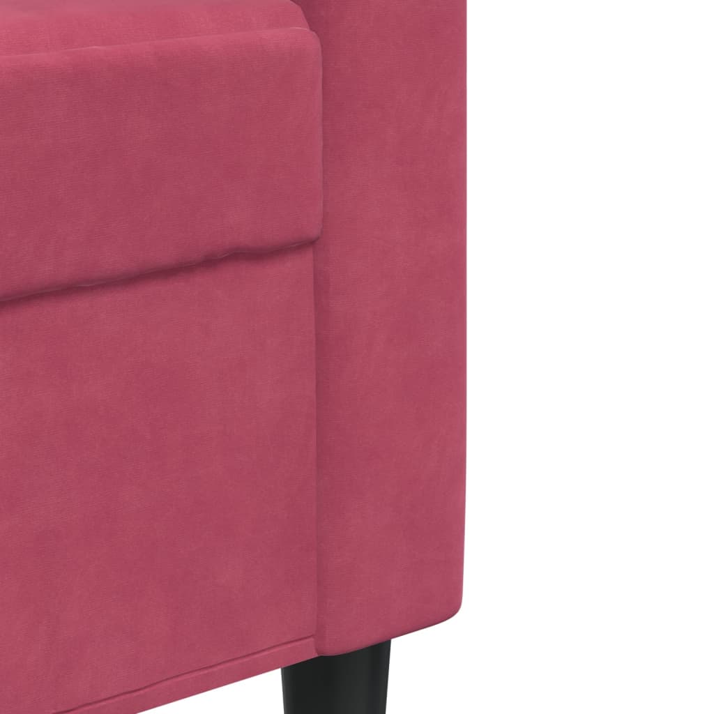 sofasæt 4 dele med hynder og bolsterpuder velour vinrød