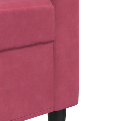 sofasæt 4 dele med hynder og bolsterpuder velour vinrød