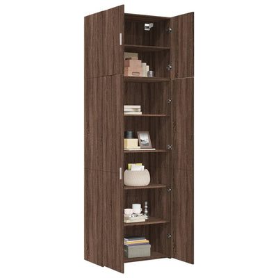 skab 80x42,5x249 cm konstrueret træ brun egetræsfarve