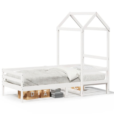 daybed med tag 90x200 cm massivt fyrretræ hvid