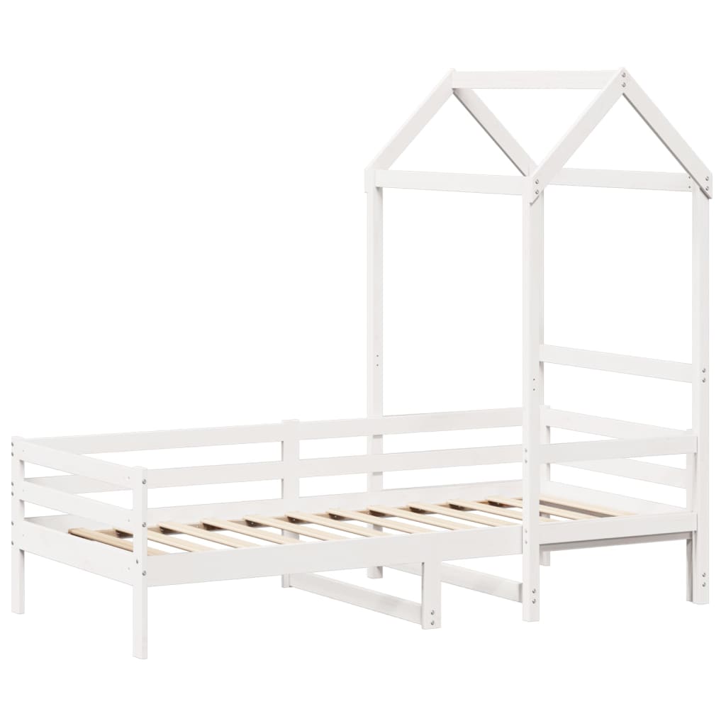 daybed med tag 90x200 cm massivt fyrretræ hvid
