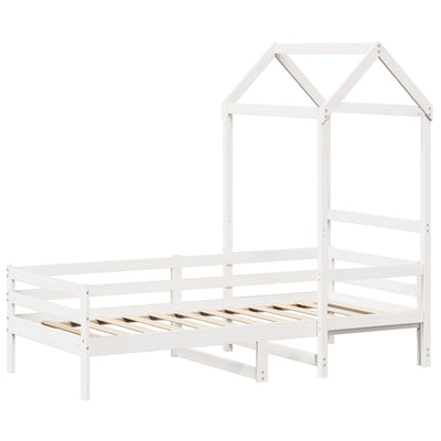 daybed med tag 90x200 cm massivt fyrretræ hvid