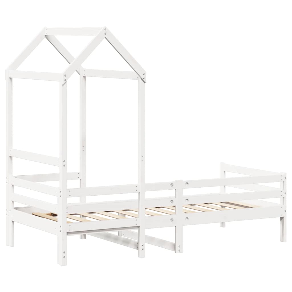 daybed med tag 90x200 cm massivt fyrretræ hvid