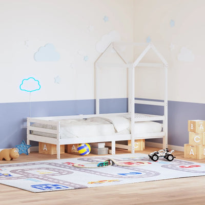daybed med tag 90x200 cm massivt fyrretræ hvid