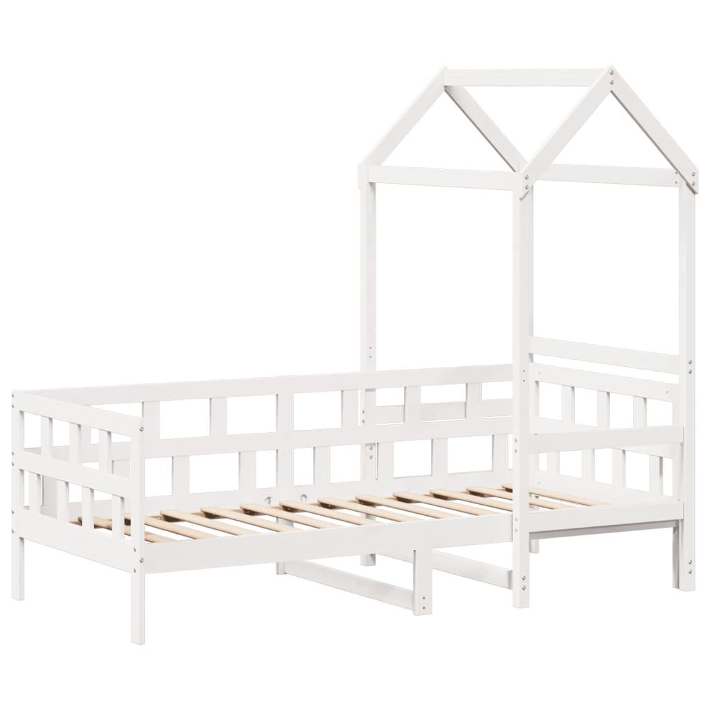 daybed med tag 90x190 cm massivt fyrretræ hvid