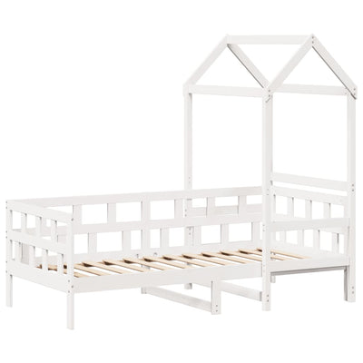 daybed med tag 90x190 cm massivt fyrretræ hvid