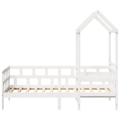 daybed med tag 90x190 cm massivt fyrretræ hvid