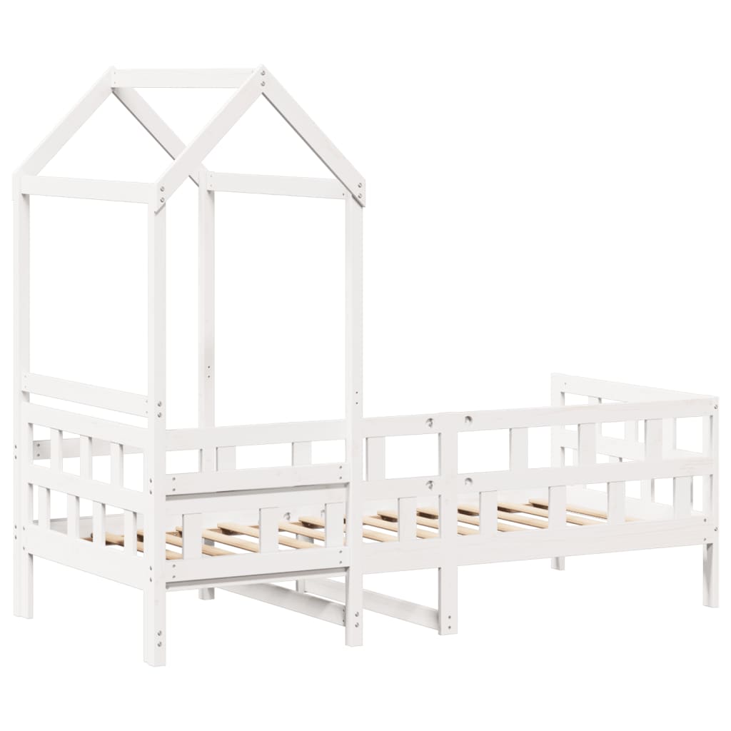 daybed med tag 90x190 cm massivt fyrretræ hvid