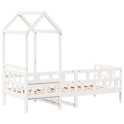 daybed med tag 90x190 cm massivt fyrretræ hvid