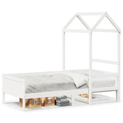 daybed med tag 90x190 cm massivt fyrretræ hvid