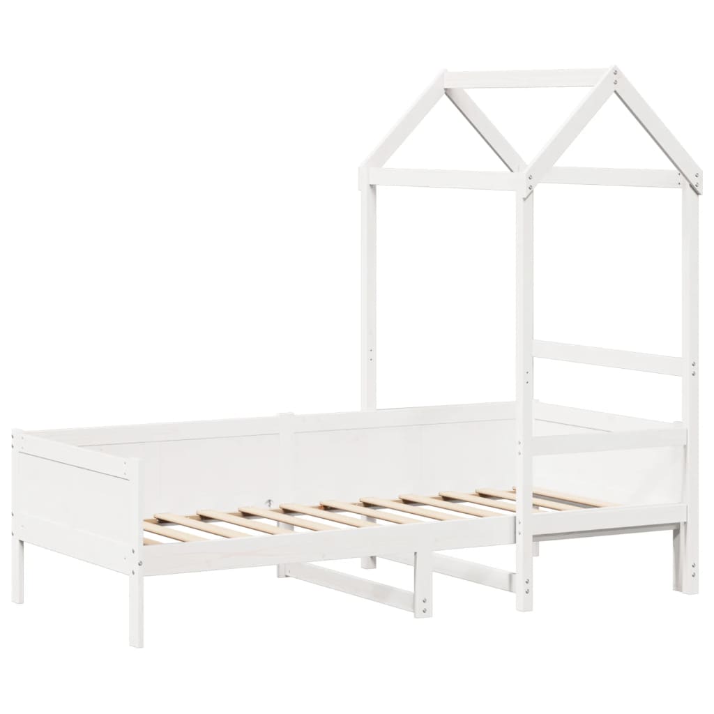 daybed med tag 90x190 cm massivt fyrretræ hvid