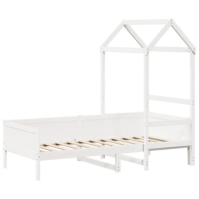daybed med tag 90x190 cm massivt fyrretræ hvid