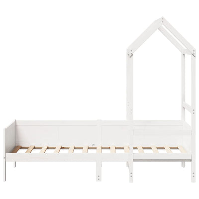 daybed med tag 90x190 cm massivt fyrretræ hvid