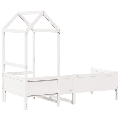 daybed med tag 90x190 cm massivt fyrretræ hvid