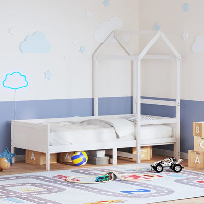 daybed med tag 90x190 cm massivt fyrretræ hvid