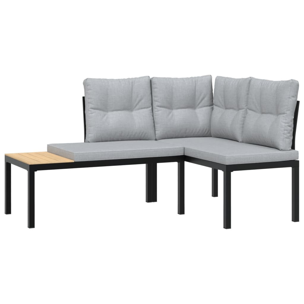 sofasæt til haven 7 dele med hynder pulverlakeret stål sort