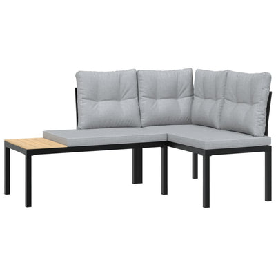 sofasæt til haven 7 dele med hynder pulverlakeret stål sort