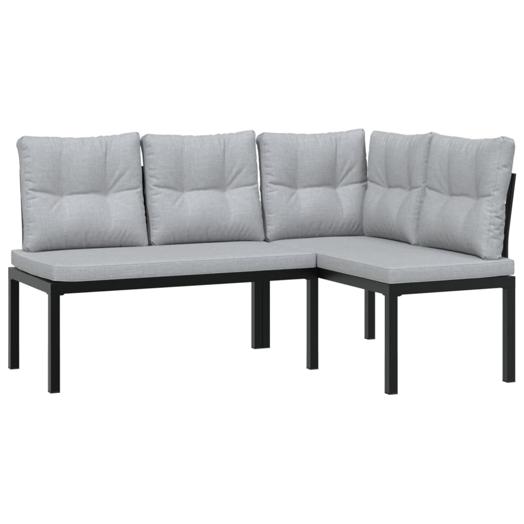 sofasæt til haven 7 dele med hynder pulverlakeret stål sort