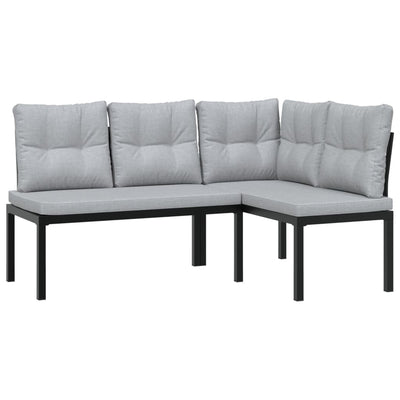 sofasæt til haven 7 dele med hynder pulverlakeret stål sort