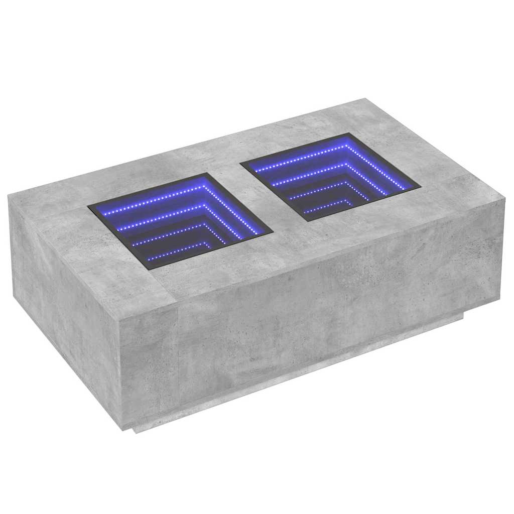 sofabord med Infinity LED-lys 116x69x40 cm betongrå