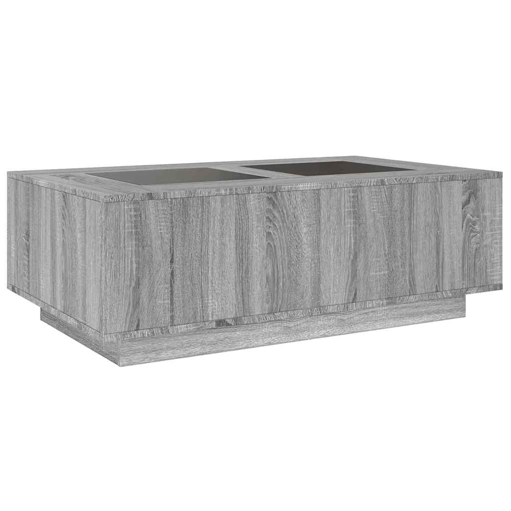 sofabord med Infinity LED-lys 116x69x40 cm grå sonoma-eg