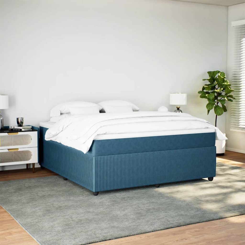 kontinentalseng med madras 180x200 cm fløjl mørkeblå
