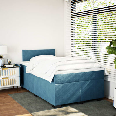 kontinentalseng med madras 120x190 cm velour mørkeblå