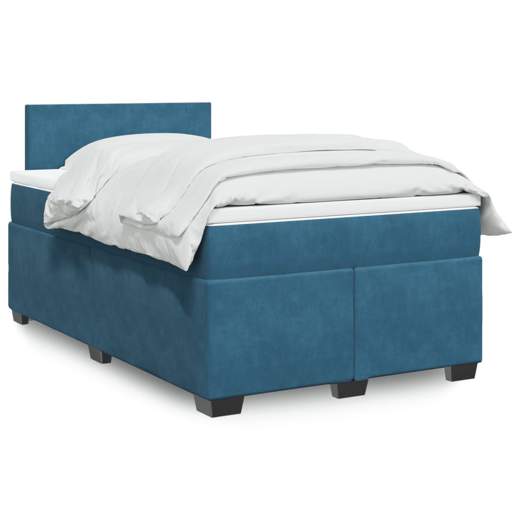 kontinentalseng med madras 120x190 cm velour mørkeblå