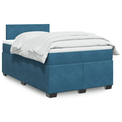 kontinentalseng med madras 120x190 cm velour mørkeblå