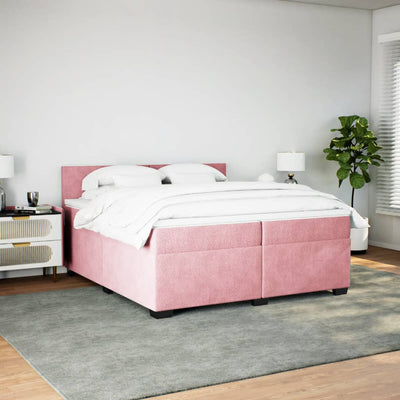 kontinentalseng med madras 200x200 cm fløjl lyserød