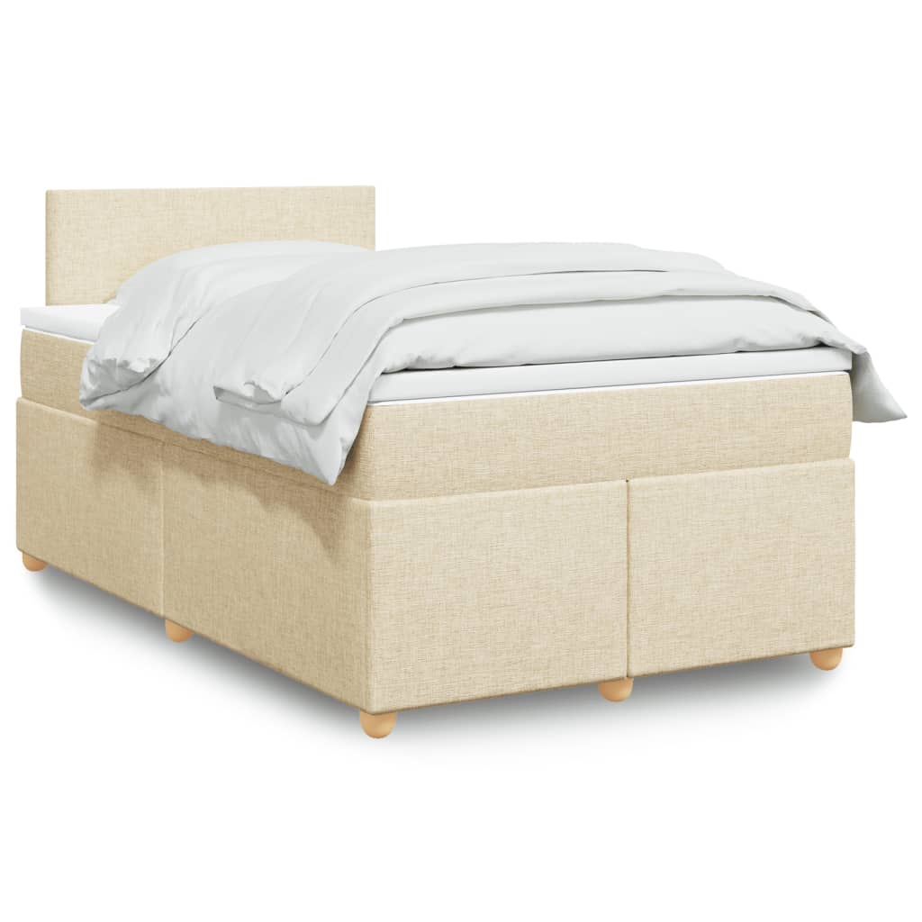 kontinentalseng med madras 120x190 cm stof cremefarvet