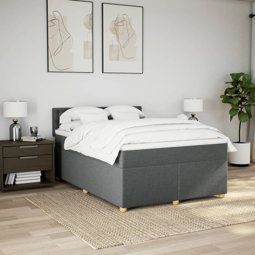 kontinentalseng med madras 140x190 cm stof mørkegrå
