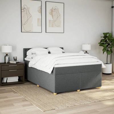 kontinentalseng med madras 140x190 cm stof mørkegrå