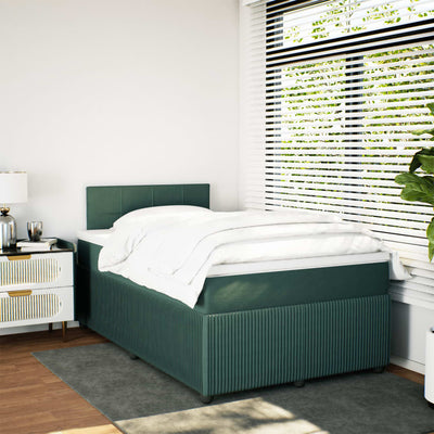 kontinentalseng med madras 120x190 cm velour mørkegrøn