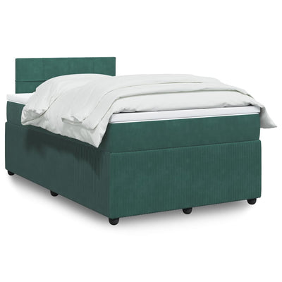 kontinentalseng med madras 120x190 cm velour mørkegrøn