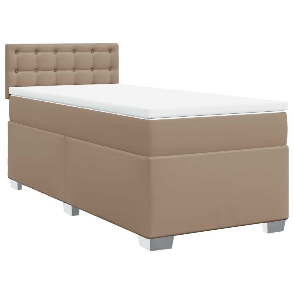 kontinentalseng 100x200 cm kunstlæder cappuccinofarvet
