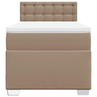 kontinentalseng 100x200 cm kunstlæder cappuccinofarvet
